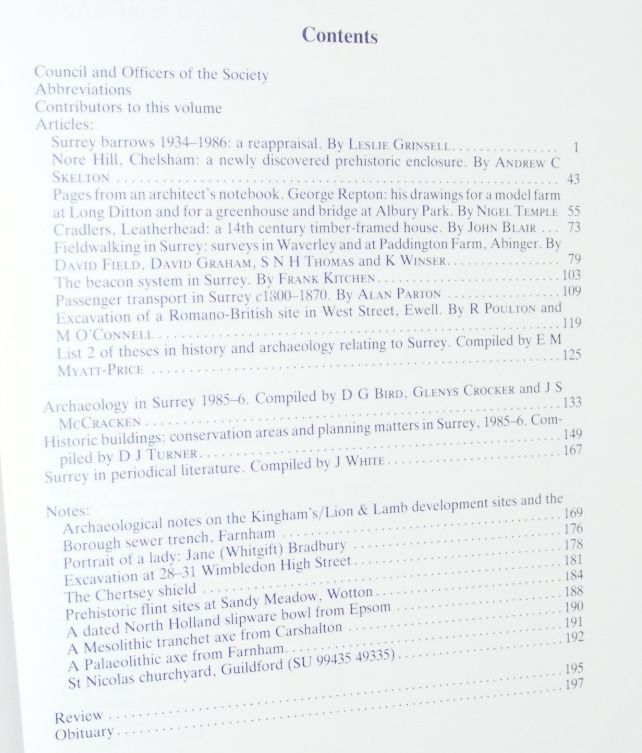 Surrey Archaeological Collections Relating to the History and Antiquities of the County, Vol.78, 1987