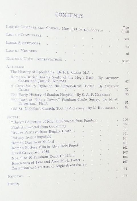 Surrey Archaeological Collections relating to the history and antiquities of the county, Volume 57 1960