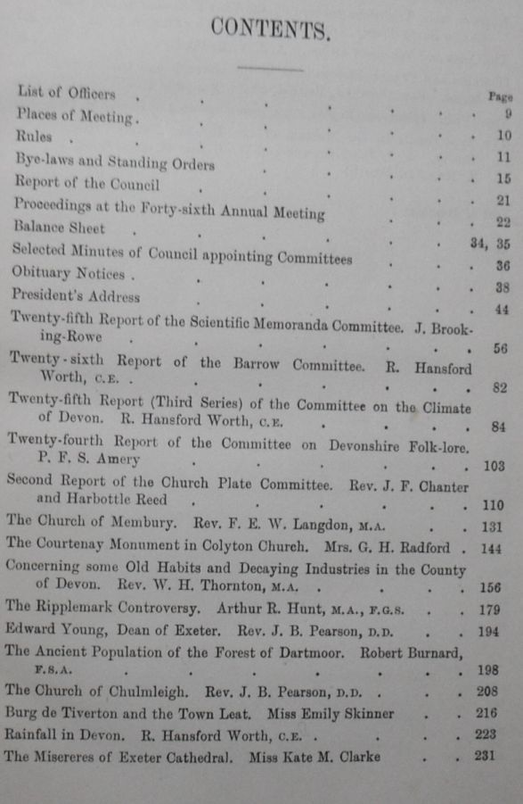 Report and Transactions of the Devonshire Association for the Advancement of Science, Literature and Art Volume XXXIX [39], Axminster, July, 1907