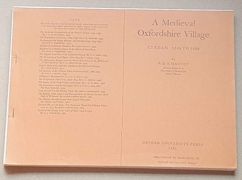 A Medieval Oxfordshire Village : Cuxham 1240 to 1400