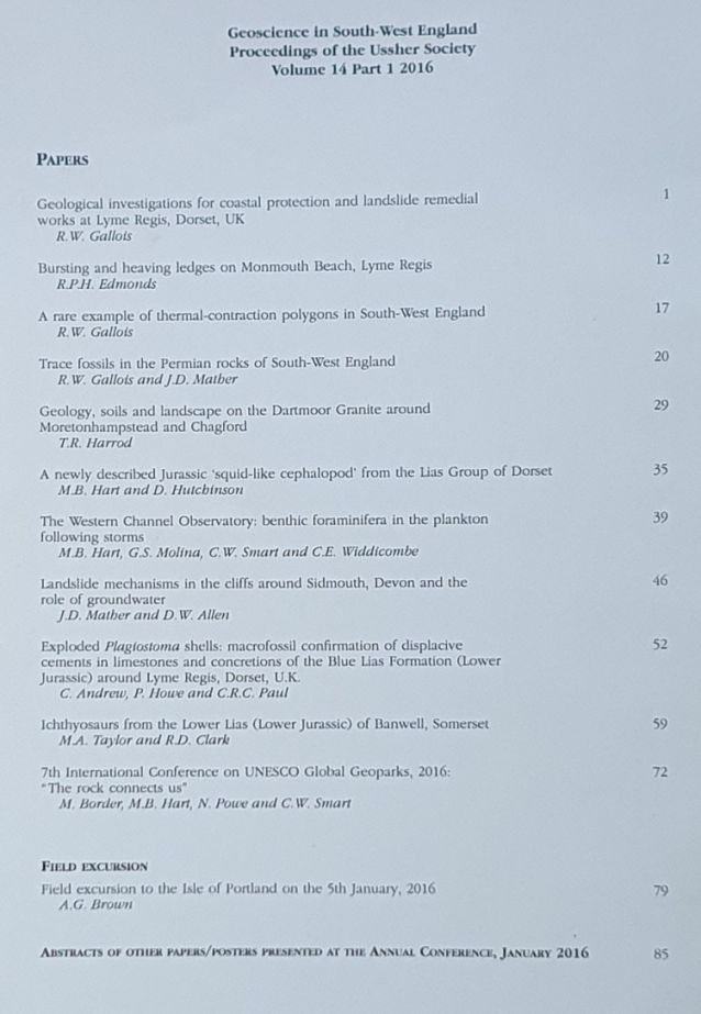 Geoscience in South-West England. Proceedings of the Ussher Society Volume 14 Part 1 2016