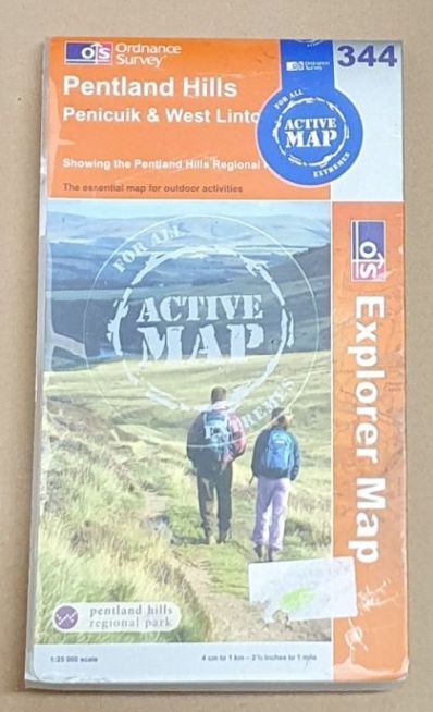 Pentland Hills : Penicuik & West Linton. OS Explorer 1:25000 Map Sheet 344 (Weatherproof laminated Active Map)