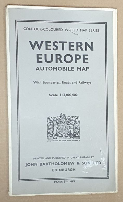 Western Europe Automobile Map with boundaries, roads and railways. Scale 1:3,000,000 (Contour-Coloured World Map Series)