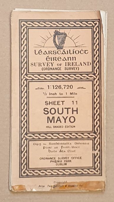 South Mayo. Ordnance Survey of Ireland Sheet 11. 1:1267520 Map ( IUnch to 1 Mile). Hill Shaded Edition