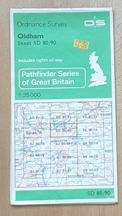 Oldham. 1:25000 Second Series Map Sheet SD 80/90