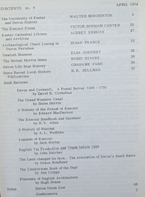 The Devon Historian 8, April 1974