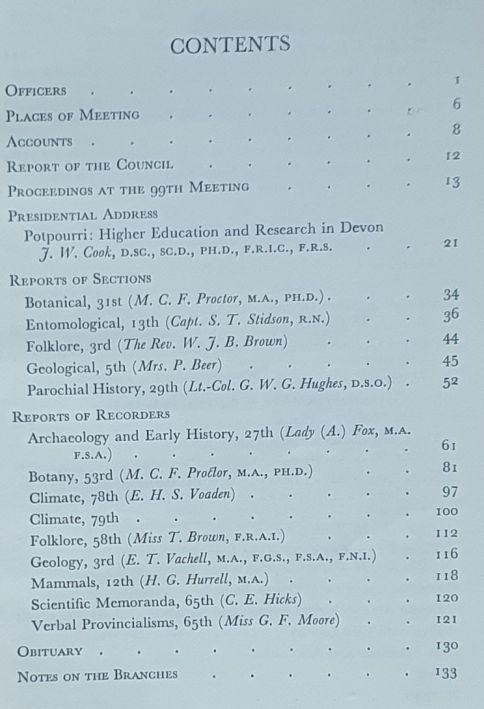 Report and Transactions of the Devonshire Association for the Advancement of Science, Literature and Art Volume XCIII [93], Ilfracombe 1961