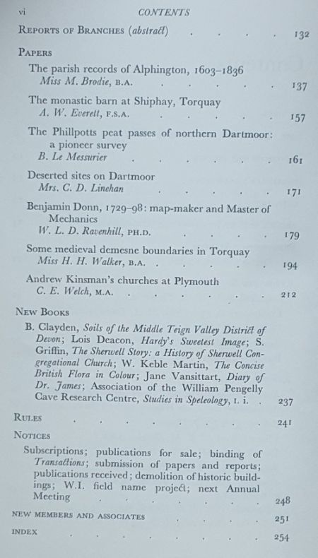 Report and Transactions of the Devonshire Association for the Advancement of Science, Literature and Art Volume XCVII [97], Totnes 1965