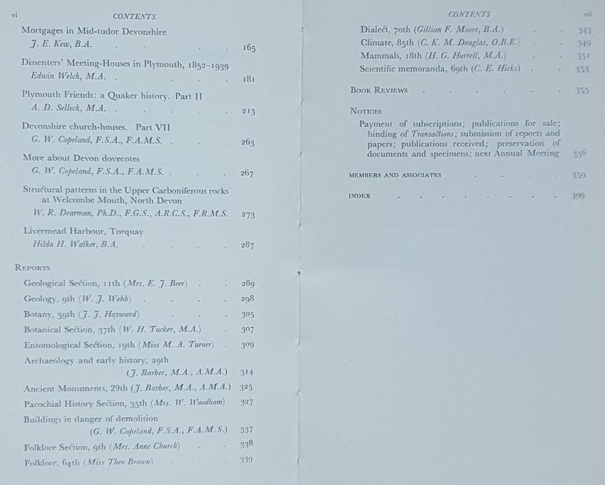 Report and Transactions of the Devonshire Association for the Advancement of Science, Literature and Art Volume 99, Torrington 1967
