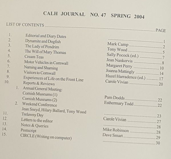 Cornwall Association of Local Historians Journal, No. 47, Spring 2004
