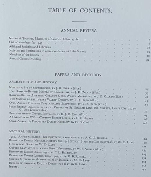 Proceedings of the Dorset Natural History & Archaeological Society from January 1st to December 31st, 1947, Volume 69