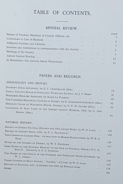Proceedings of the Dorset Natural History & Archaeological Society from January 1st to December 31st, 1944, Volume 66