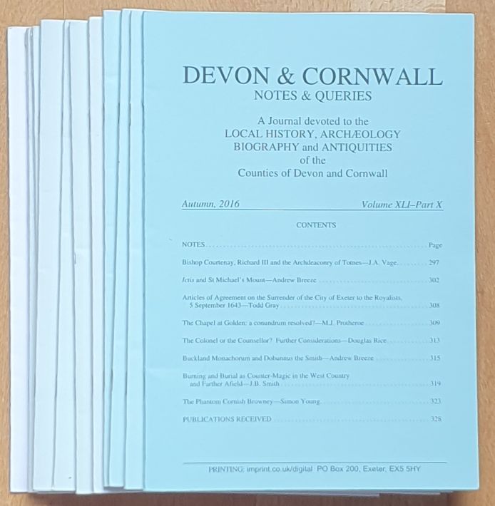 Devon and Cornwall Notes & Queries volume XLI, Spring 2012 - Autumn 2016 [10 volumes] plus Index