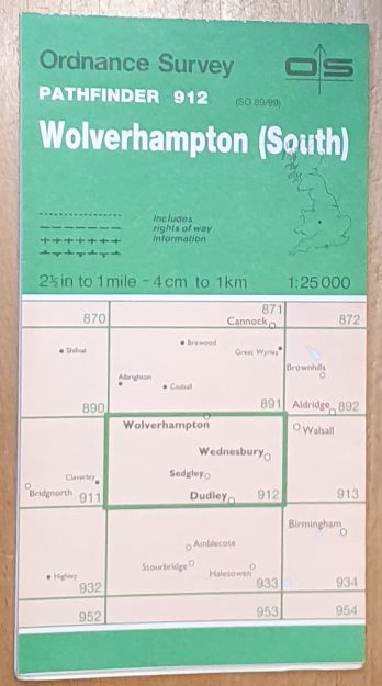 Wolverhampton (South) 1:25000 Map, Pathfinder 912 (SO 89/99)