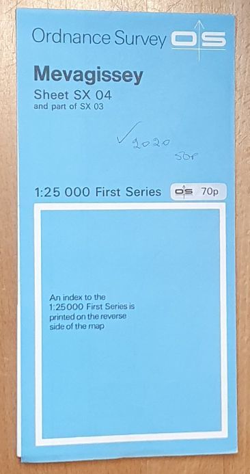 Mevagissey. 1:25000 First Series Map Sheet SX 04 and part of SX 03
