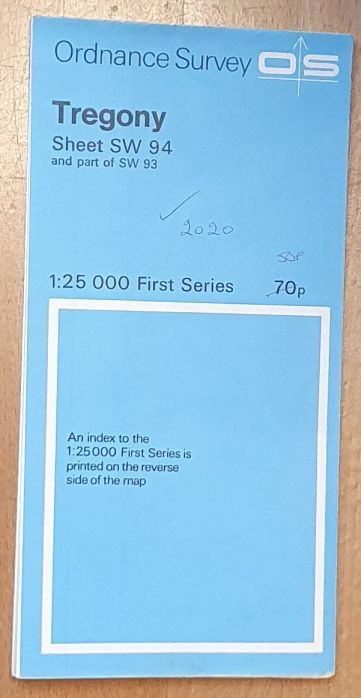 Tregony. 1:25000 First Series Map Sheet SW 94 and part of SX 93