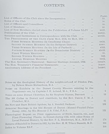 Proceedings of The Dorset Natural History & Archaeological Society Volume XLV [45] from May 1923 to May 1924