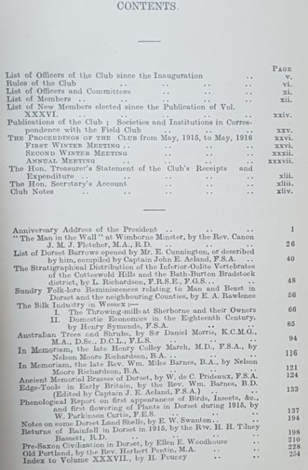 Proceedings of The Dorset Natural History & Antiquarian Field Club Volume XXXVII [37]