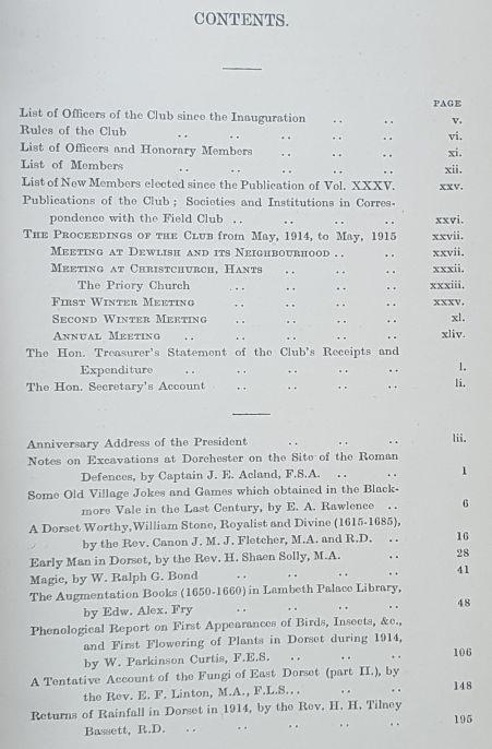 Proceedings of The Dorset Natural History & Antiquarian Field Club Volume XXXVI [36]
