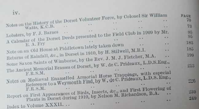 Proceedings of The Dorset Natural History & Antiquarian Field Club Volume XXXII [32]