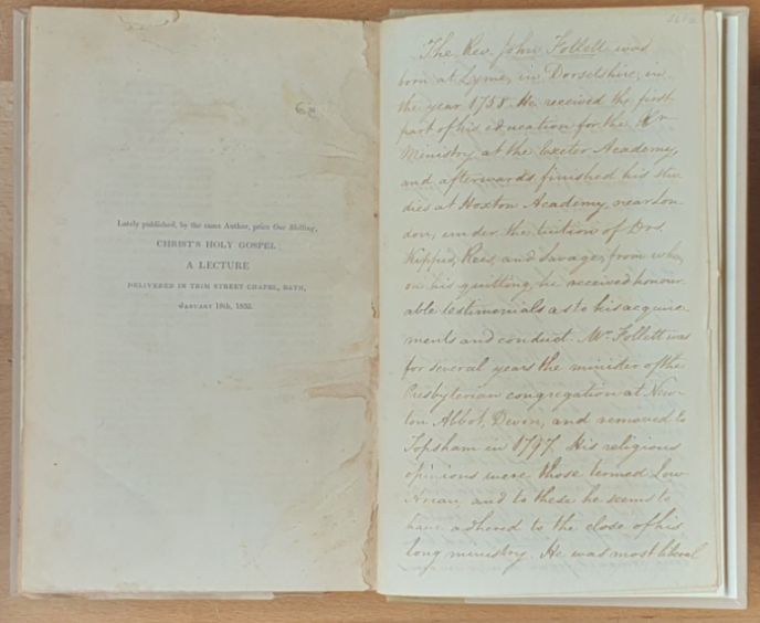 A History of The Presbyterian and General Baptist Churches in the West of England : with memoirs of some of their pastors