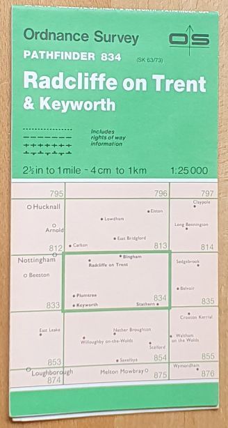 Radcliffe on Trent & Keyworth 1:25000 Map, Pathfinder 834 (SK 63/73)