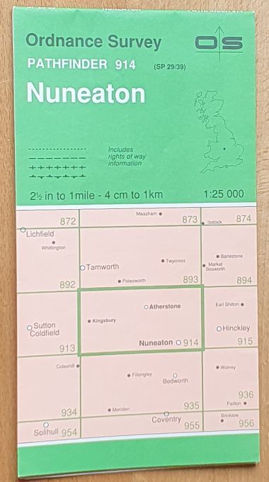 Nuneaton 1:25000 Map, Pathfinder 914 (SP 29/39)