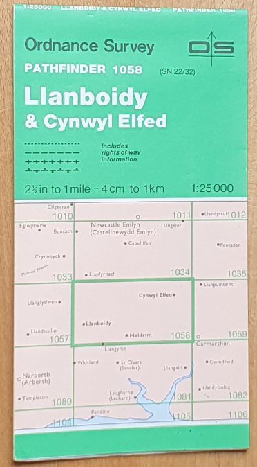 Llanboidy & Cynwyl Elfed 1:25000 Map, Pathfinder 1058 (SN 22/32)