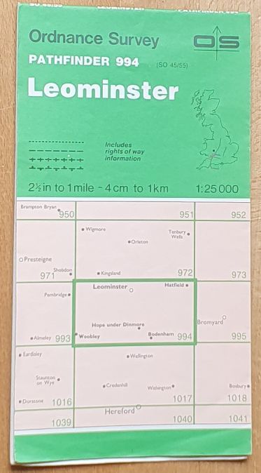 Leominster 1:25000 Map, Pathfinder 994 (SO 45/55)