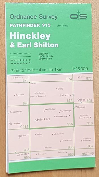 Hinckley & Earl Shilton 1:25000 Map, Pathfinder 915 (SP 49/59)