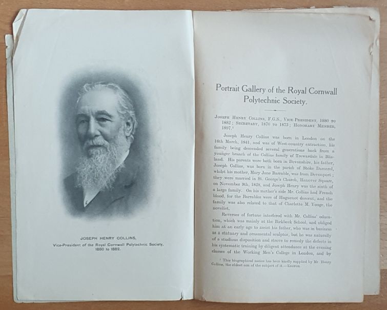 Portrait Gallery of the Royal Cornwall Polytechnic Society 1917. Joseph Henry Collins