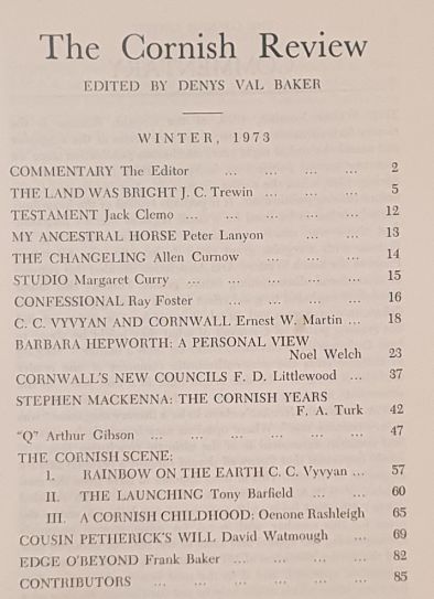 The Cornish Review Number Twenty-Five [25], Winter 1973