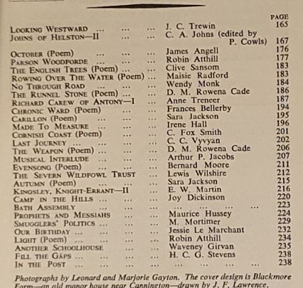 The West Country Magazine, Twenty Six [26], Vol.7 No.3, Autumn 1952
