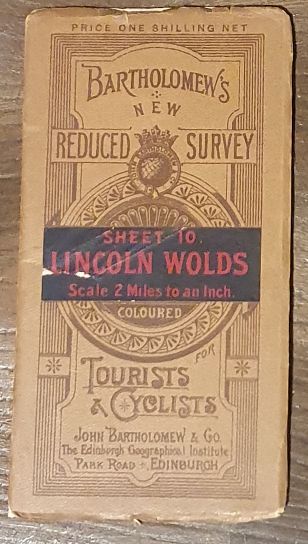 Bartholomew's 'Half Inch to Mile' Map of England & Wales, Sheet 10 Lincoln Wolds (cover has Bartholomew's New Reduced Survey for Tourists & Cyclists )