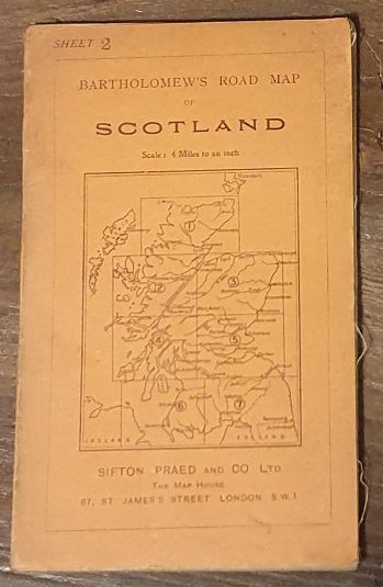 Bartholomew's 'Quarter Inch to Mile' Map of Scotland, Sheet 2 Inverness & Skye (cover has Bartholomew's Road Map of Scotland, Scale: 4 Miles to an inch