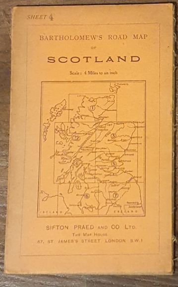 Bartholomew's 'Quarter Inch to Mile' Map of Scotland, Sheet 4 Glasgow & Oban (cover has Bartholomew's Road Map of Scotland, Scale: 4 Miles to an inch