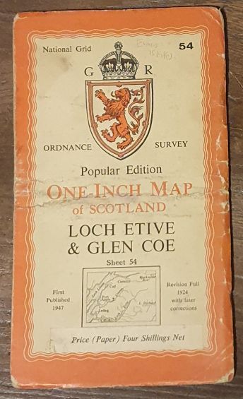 Loch Etive & Glen Coe. Sheet 54. One-Inch Map of Scotland, Popular Edition (with National Grid) (l:63360)