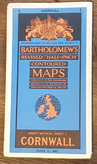 Bartholomew's Revised Half-Inch Map, Great Britain Sheet 1. Cornwall (Cover title: Bartholomew's Revised 'Half-inch' Contoured Maps)