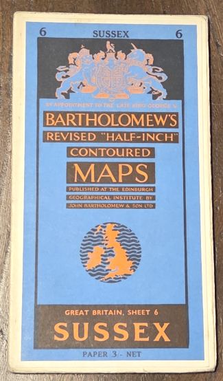 Bartholomew's Revised Half-Inch Map, Great Britain Sheet 6. Sussex (Cover title: Bartholomew's Revised 'Half-inch' Contoured Maps)
