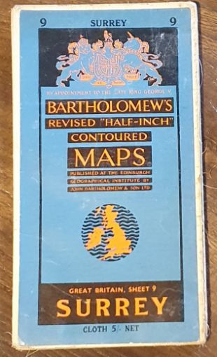 Bartholomew's Revised Half-Inch Map, Great Britain Sheet 9. Surrey (Cover title: Bartholomew's Revised 'Half-inch' Contoured Maps)
