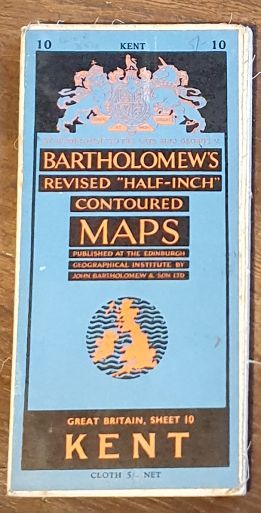 Bartholomew's Revised Half-Inch Map, Great Britain Sheet 10. Kent (Cover title: Bartholomew's Revised 'Half-inch' Contoured Maps)