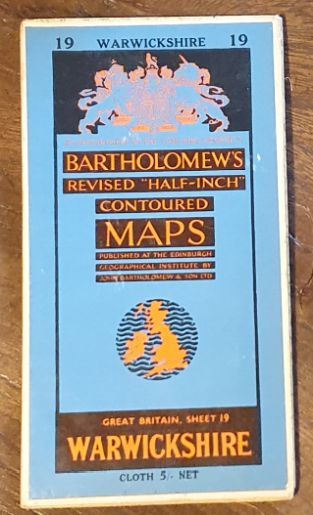 Bartholomew's Revised Half-Inch Map, Great Britain Sheet 19. Warwickshire (Cover title: Bartholomew's Revised 'Half-inch' Contoured Maps)