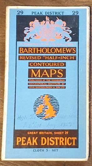 Bartholomew's Revised Half-Inch Map, Great Britain Sheet 29. Peak District (Cover title: Bartholomew's Revised 'Half-inch' Contoured Maps)
