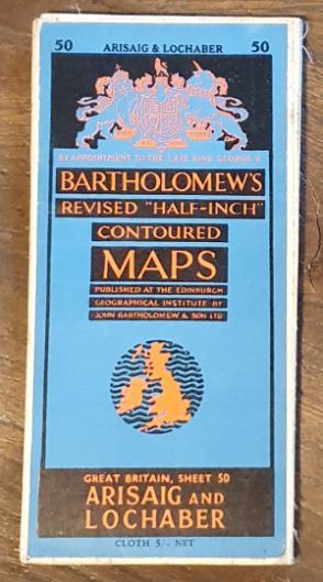 Bartholomew's Revised Half-Inch Map, Great Britain Sheet 50. Arisaig and Lochaber (Cover title: Bartholomew's Revised 'Half-inch' Contoured Maps)