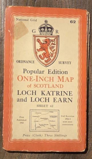 Loch Katrine and Loch Earn. Ordnance Survey Scotland Sheet 62. Popular Edition One-Inch Map (with National Grid) [1:63360]