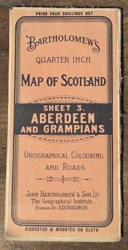 Bartholomew's 'Quarter-inch to Mile' Map of Scotland, Sheet 3. Aberdeen & Grampians (Cover title: Bartholomew's Quarter Inch Map of Scotland)