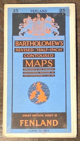 Bartholomew's Revised Half-Inch Map, Great Britain Sheet 25. Fenland (Cover title: Bartholomew's Revised 'Half-inch' Contoured Maps)