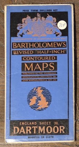 Bartholomew's 'Half-Inch to Mile' Map of England & Wales, Sheet 36. Dartmoor (Cover title: Bartholomew's Revised 'Half-inch' Contoured Maps)