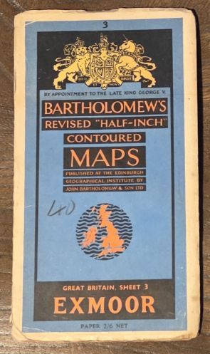 Bartholomew's Revised Half-Inch Map, Great Britain Sheet 3. Exmoor (Cover title: Bartholomew's Revised 'Half-inch' Contoured Maps)