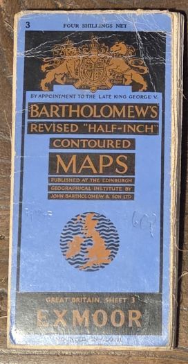 Bartholomew's Revised Half-Inch Map, Great Britain Sheet 3. Exmoor (Cover title: Bartholomew's Revised 'Half-inch' Contoured Maps)